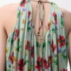 Top con scollo all’americana in viscosa verde/rosso