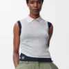 Top drappeggiato in cashmere Bianco/Blu navy