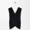 Top drappeggiato in seta Nero Top drappeggiato in seta Nero