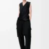 Top drappeggiato in seta Nero Top drappeggiato in seta Nero