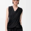 Top drappeggiato in seta Nero Top drappeggiato in seta Nero