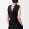 Top drappeggiato in seta Nero Top drappeggiato in seta Nero