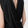 Top drappeggiato in seta Nero Top drappeggiato in seta Nero