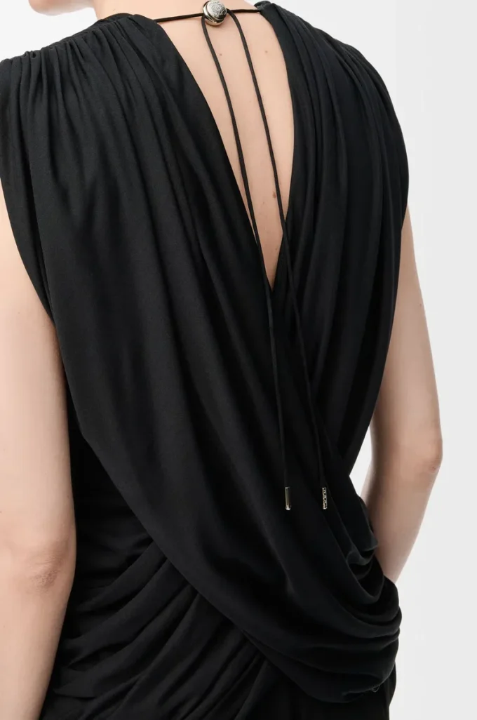 Top drappeggiato in seta Nero Top drappeggiato in seta Nero