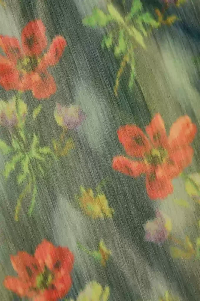 Top drappeggiato in taffetà misto seta Verde scuro/Rosso