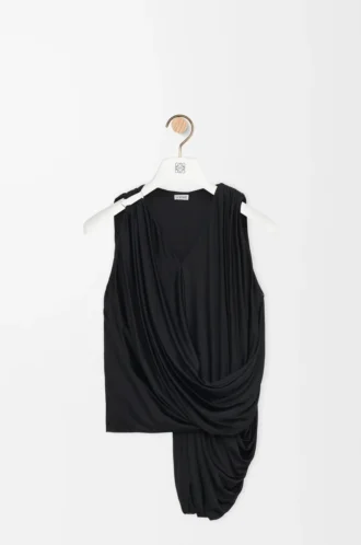 Top drappeggiato in viscosa nero