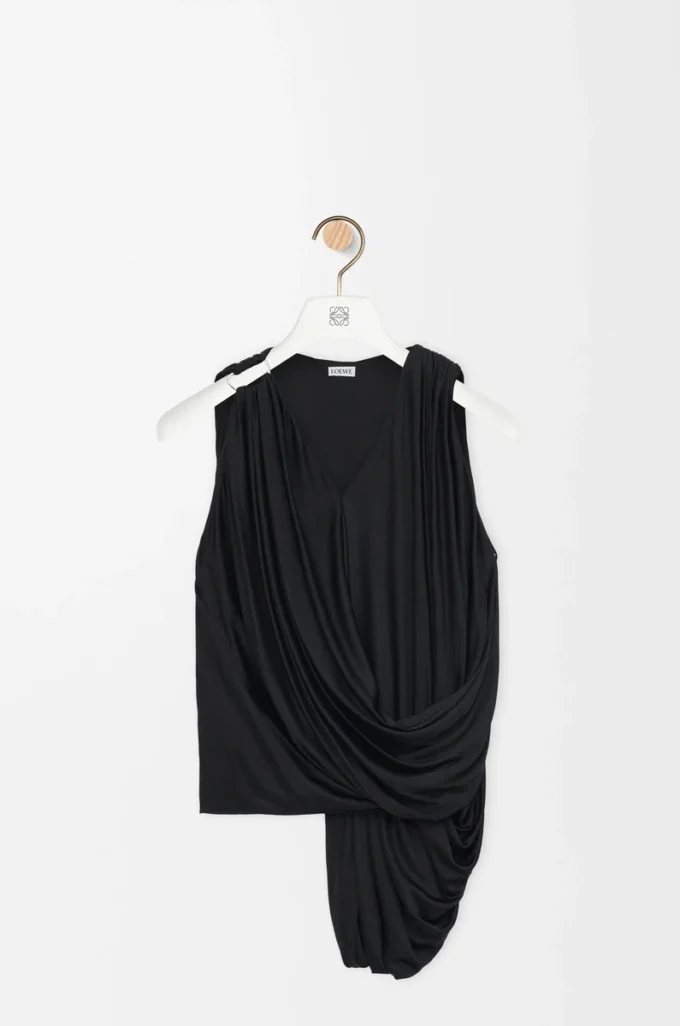 Top drappeggiato in viscosa nero Top drappeggiato in viscosa nero
