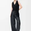 Top drappeggiato in viscosa nero Top drappeggiato in viscosa nero