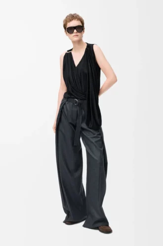 Top drappeggiato in viscosa nero