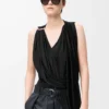 Top drappeggiato in viscosa nero Top drappeggiato in viscosa nero