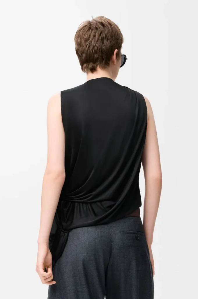 Top drappeggiato in viscosa nero Top drappeggiato in viscosa nero