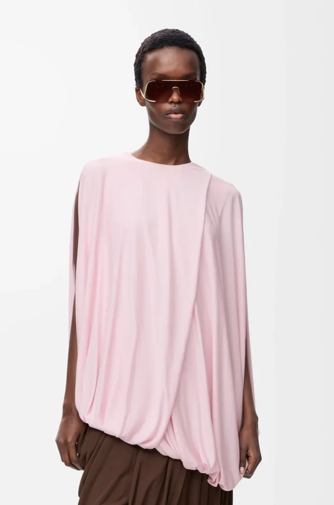 Top drappeggiato in viscosa Rosa