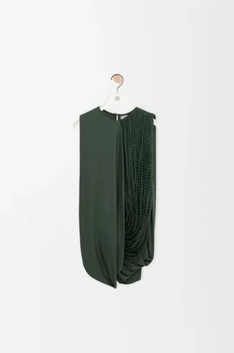 Top impreziosito in viscosa verde kaki Top impreziosito in viscosa verde kaki