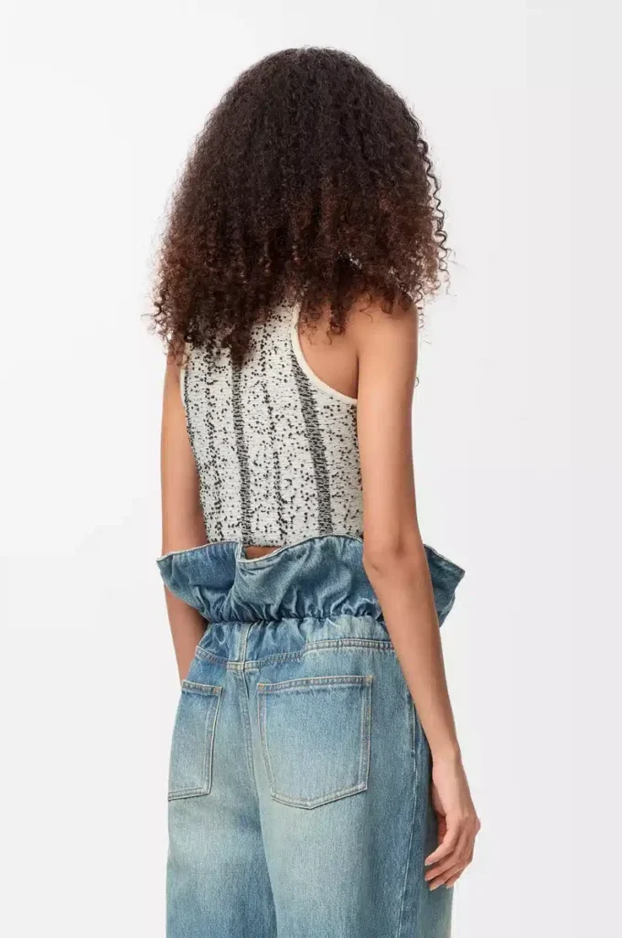Top in lana Bianco/Nero