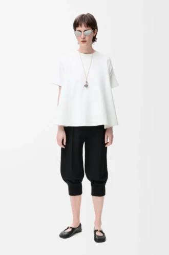 Top trapezio in misto cotone Bianco