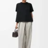 Top trapezio in misto cotone Nero