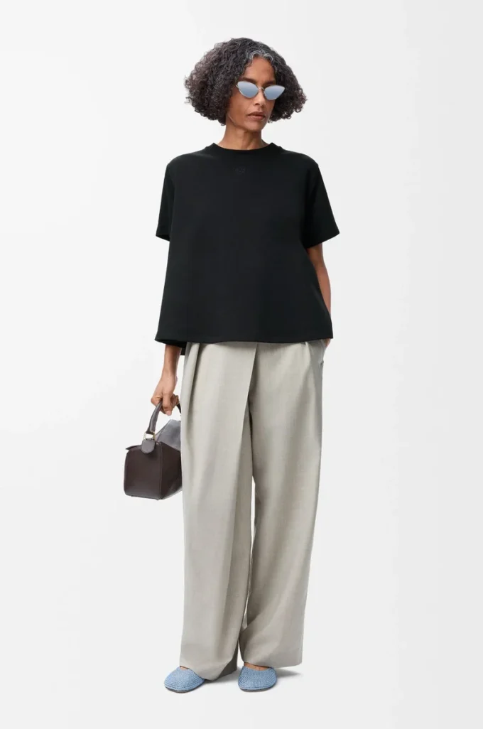Top trapezio in misto cotone Nero