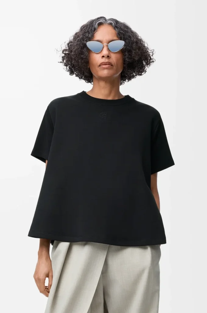Top trapezio in misto cotone Nero