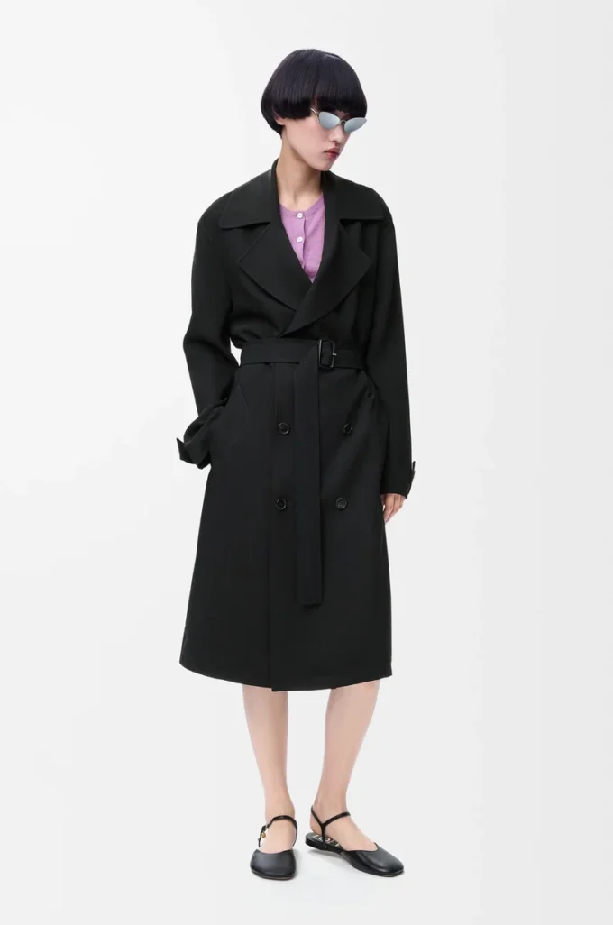 Trench in viscosa elasticizzata Nero