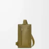 Vertical T Pocket in morbida pelle di vitello martellata Olive Vertical T Pocket in morbida pelle di vitello martellata Olive